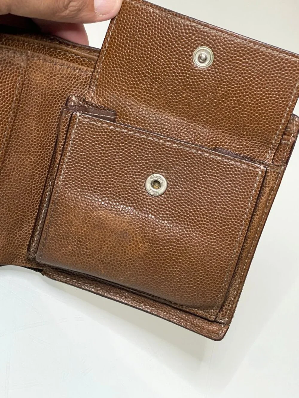 Cartier Brown Leather Santos de Cartier Bifold Wallet Genuine